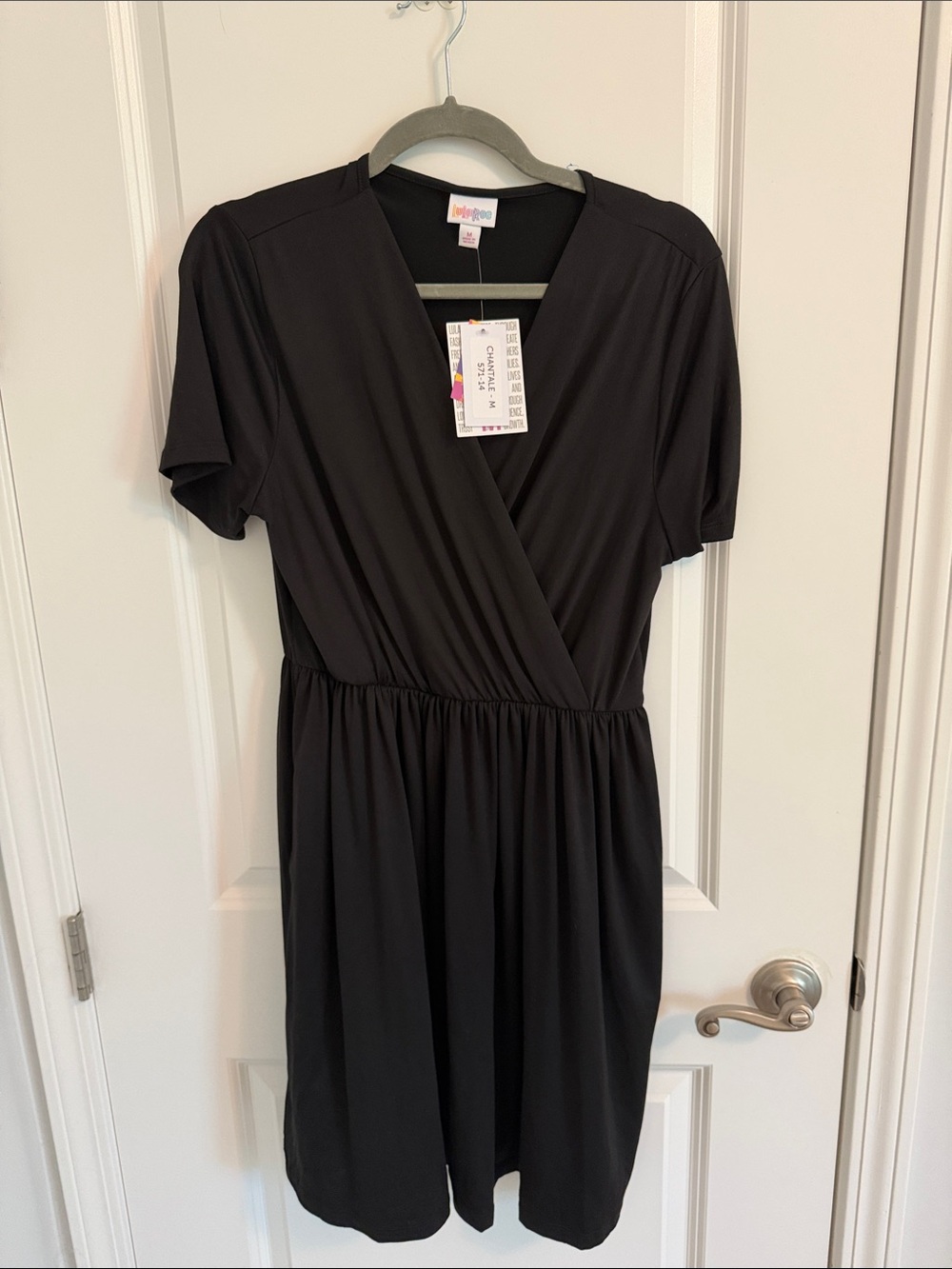 Black Wrap-Style Short Sleeve Dress by LuLaRoe Chantale
